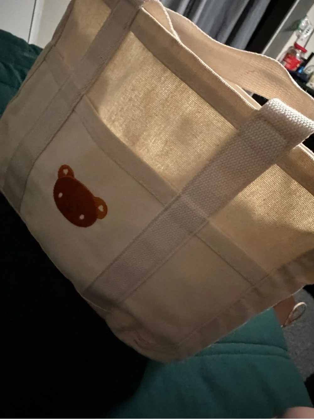 Baby Bear Canvas Diaper Tote Bag Multi-Compartment Organizer